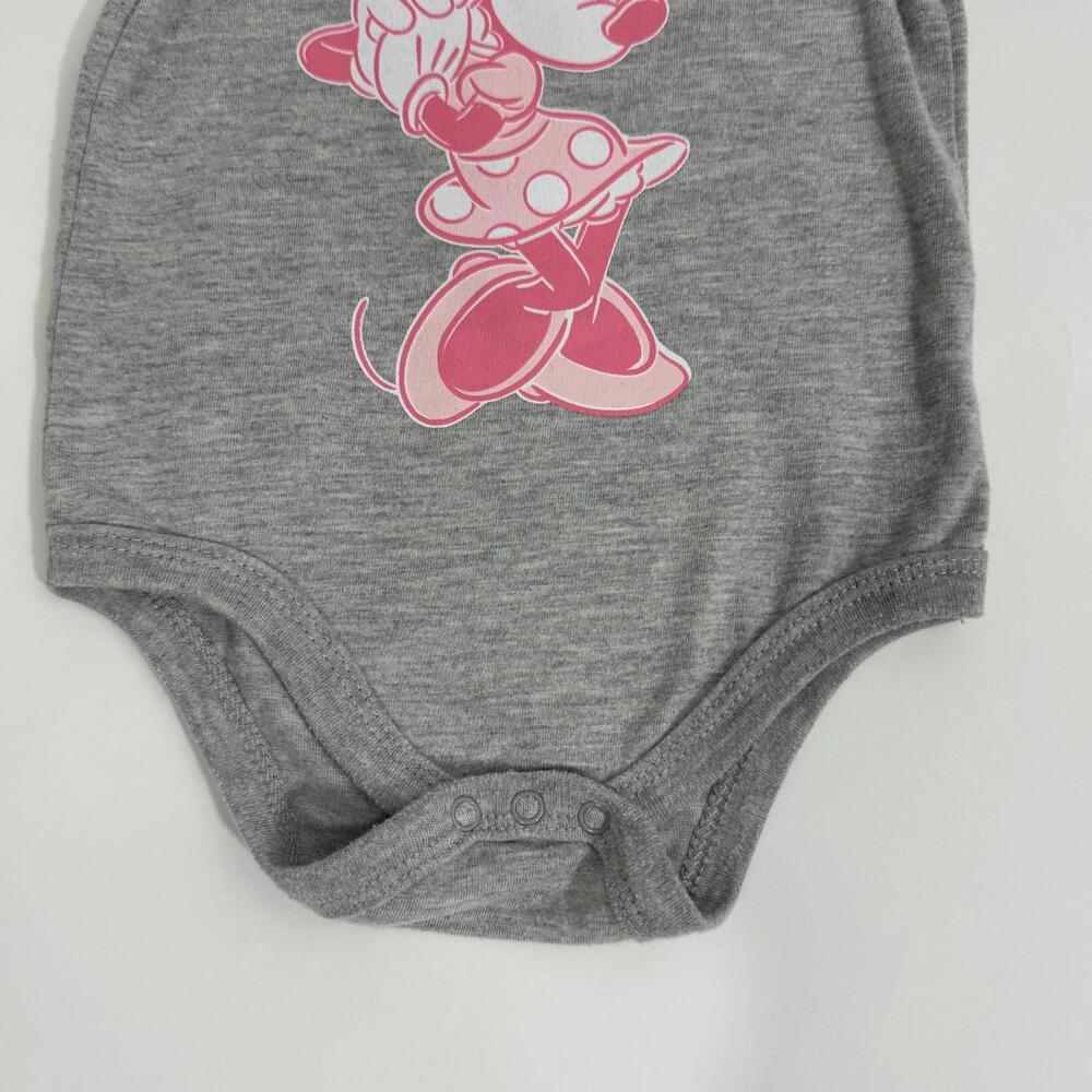 Disney Baby by Okie Dokie Baby Girls Size 6M Minnie Mouse Bodysuit Gray Pink - Picture 4 of 8